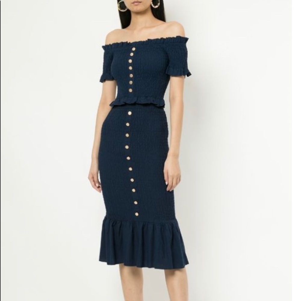💰SUBOO Blue Last Night Shirred Skirt. NWOT